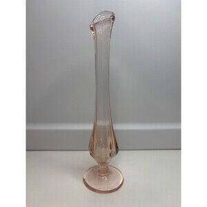 Vintage Pink Depression Glass Swung Stretch Footed Bud Vase 9” Tall